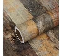 VEELIKE Papel pintado de madera marrón vintage, autoadhesivo, parte trasera adhesiva, efecto de madera de plástico, para dormitorio, baño, envoltura de vinilo para muebles, gabinetes de cocina