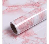 VEELIKE Papel Pintado de mármol de PVC Rosa para baño, Impermeable, Adhesivo de Vinilo extraíble para encimera de Cocina, Papel de Contacto Autoadhesivo, a Prueba de Aceite, fácil de Limpiar, 40 cm x