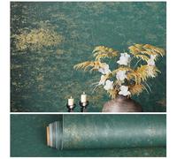 VEELIKE Papel Pintado Efecto Hormigón Teal Oro Distressed Papel Pintado Metálico Verde Dorado 40 cm x 300 cm Textura Tela de Hierba Vinilo Adhesivo Pared Dormitorio Decoracion Habitacion Salón