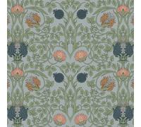VEELIKE Papel Pintado Flores Azul Brillante William Morris Papel Pintado Autoadhesivo Flores Azul Lívido 44,5cmx300cm Estilo Arte Vintage Murales Decorativos Pared Dormitorio Baño Pasillo Removible