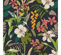 VEELIKE Papel Pintado Flores Blancas Vintage Autoadhesivo Papel Pared Hojas Tropicales Fotomurales Decorativos Pared Papel Adhesivo para Muebles Floral Armarios Dormitorio Salon Cocina 44.5cm×300cm