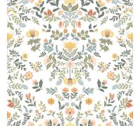 VEELIKE Papel Pintado Flores Blanco Victoriano Fotomurales Decorativos Pared Dormitorio Baño 44,5 cm x 300 cm Papel Pintado Autoadhesivo Hojas Blanco Boho Vinilo para Muebles Vinilo Pared Extraíble