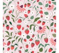 VEELIKE Papel Pintado Fresa Rosa Frutas Papel Pintado Flores hojas Rosa 44,5 cm x 300 cm Fotomural Decorativos Pared Dormitorio Niña Habitación Infantil Revestimiento Pared Cocina Baño Impermeable