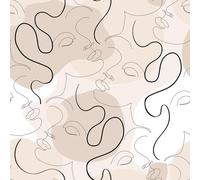 VEELIKE Papel Pintado Geometrico Bohemio Beige Abstracto Vinilo Decorativo Minimalista Art Deco Vinilos para Pared Geométrico Papel Pintado Estampado para Dormitorio Baño Pasillo 44.5cm×300cm