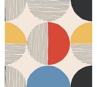VEELIKE Papel Pintado Geometrico Bohemio Mediados Siglo Papel de Pared Geométrico Redondo Abstracto Art Deco Salon Papel Adhesivo Geometrico Muebles Decoracion Habitacion Extraíble 44.5cm×300cm