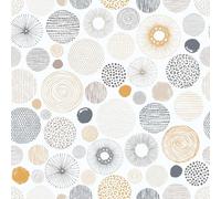 VEELIKE Papel Pintado Geometrico Orbicular Abstracto Papel Pintado Pared Geométrico Amarillo Gris 44,5 cm×300 cm Fotomurales Decorativos Pared Dormitorio Baño Vinilo Adhesivo Muebles Extraíble