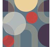 VEELIKE Papel Pintado Geometrico Verde Moderno Papel de Pared Geométrico Círculos y Líneas Papel Pintado Estampado Geometrico Retro Art Déco Dormitorio Pared Pasillo Salon Extraíble 44.5cm×300cm