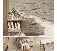 VEELIKE Papel Pintado Ladrillo Beige 60cm×900cm Papel Autoadhesivo Pared Imitacion Piedra Industrial Papel Adhesivo para Baño Papel de Pared Autoadhesivo Grueso Papel Tapiz Impermeable para Cocina