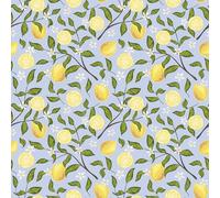 VEELIKE Papel Pintado Limón Azul Papel Pintado Hojas Verdes y Azules Vinilo Adhesivo Pared Floral Fruta Fotomural Decoración Cocina Dormitorio Revestimiento Pared Baño Armarios 44,5 cm x 300 cm