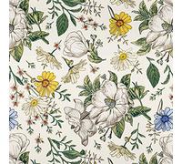 VEELIKE Papel Pintado Margarita Papel Adhesivo para Muebles Flores Fotomural Papel Pared Floral Blanco Vintage Papel Tapiz Hoja Verde Acuarela Decorativo dormitorio impermeable Salon 45cm×300cm