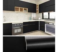 VEELIKE Papel Pintado Pared Rollo Papel Pared Impermeable de Vinilo Muebles Vinilo Papel Adhesivo Negro Mate Papel Tapiz Para Pared Autoadhesivo Dormitorio Sala Encimera Cocina Muebles 40cm x 600cm