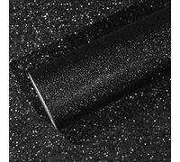 VEELIKE Papel Pintado Purpurina Negro Papel Tapiz Brillante Papel Adhesivo para Muebles Papel de Pared Autoadhesivo Dormitorio Papel Forrar Mueble Decoracion Habitacion Armarios Salon Baño 40cm×300cm