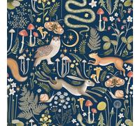 VEELIKE Papel Pintado Selva Animales Azul Marino Papel Pintado Flores Tropicales Azul 44,5 cm x 300 cm Art Deco Bosque Murales Decorativos Pared Dormitorio Baño Vinilo Adhesivo Muebles Extraíble