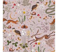 VEELIKE Papel Pintado Selva Rosa Papel Pintado Autoadhesivo Hojas 44.5 cm × 300 cm Animales Conejito Serpiente Fotomurales Decorativos Pared Dormitorio Revestimiento Pared Baño Vinilos para Muebles