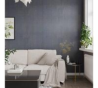 VEELIKE Papel Pintado Tela de Hierba Azul Oro Vintage Papel Adhesivo para Muebles Papel de Pared Azul Baño Papel Tapiz Impermeable para Cocina Vinilos para Puertas de Armario Dormitorio 40cm×300cm
