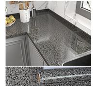 VEELIKE Papel Pintado Terrazo Negro Vinilo Encimera Cocina Papel Autoadhesivo Pared Granito Papel Adhesivo Marmol Negro Gris Papel de Pared Baño Impermeable Papel Tapiz Comedor Salon 40cm x 300cm