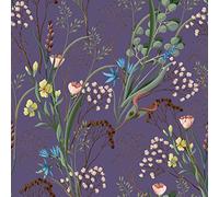 VEELIKE papel pintado vintage de flores silvestres con diseño de hojas moradas, botánico para pared, autoadhesivo morado para dormitorio, gabinetes, sala de estar