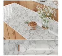 VEELIKE Rollo de Papel Pintado de mármol Autoadhesivo con Parte Trasera Adhesiva, 40 cm x 300 cm, Efecto mármol, Papel de Contacto Blanco y Gris, película Lavable para Cocina, Dormitorio, Sala de