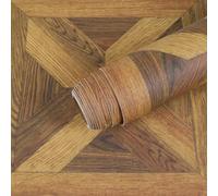 VEELIKE Rollo de suelo de linóleo impermeable de parquet de grano de madera retro de 12 x 118 pulgadas, autoadhesivo, para baño, dormitorio, cocina, rollo de revestimiento de suelo