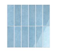 VEELIKE Vinilo Cocina Azulejos Azul Brillante Rectangulares Azulejos Adhesivos Baño Baldosas Adhesivas Pared Cocina Adhesivos Pegatinas de Baldosas Lavanderías Extraíbles 30.5cm×30.5cm 12 Piezas
