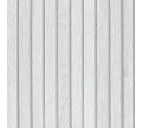 VEELIKE Vinilo Efecto Madera Paneles Blanco Gris 3D Papel Pintado Madera Listones Pared Salon Vinilo Adhesivo Muebles Dormitorio Armarios Cocina Impermeable Revestimiento Pared Extraíble 40cm x 300cm