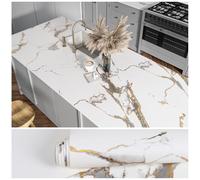 VEELIKE Vinilo Marmol Blanco Dorado Mate Moderno Papel Pintado Marmol Gris Oro 40 cm x 900 cm Grueso Vinilo Encimera Cocina Baño Impermeable Papel Pintado Pared Dormitorio Salon Mesa Extraíble