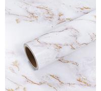 VEELIKE Vinilo Marmol Blanco Oro Mate Papel Pintado Marmol Dorado Blanco Vinilo para Encimera de Cocina Baño Impermeable Papel Pintado Pared Dormitorio Comedor Habitación Extraíble 40 cm x 300 cm