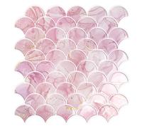 VEELIKE Vinilos Cocina Azulejos Rosa Sector 3D Azulejos Adhesivos Baño Vinilo Cocina Pared Azulejos Pegatinas de Baldosas Lavandería Papel Adhesivo para Azulejos Chimenea 30.5cm×30.5cm 12 Piezas