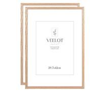 Veelot® 2x Marco de Fotos de Madera Roble A3 29.7x42 cm cm,Passepartout 21x30cm,Marcos Grandes 30x42cm Para Documentos,Certificados y Diplomas - Montaje en Pared