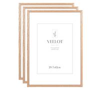 Veelot® 3x Marco de Fotos de Madera Roble A3 29.7x42 cm cm,Passepartout 21x30cm,Marcos Grandes 30x42cm Para Documentos,Certificados y Diplomas -Montaje en Pared