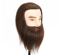 VEELTRAS Cabeza de maniquí masculina 100% de cabello humano con barba