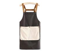 VEELTRAS Striped Apron Dress with 2 Pockets, Detachable Hand Towel, Cross Back Apron, Suitable for Cooking, Baking, Kitchen, Sculpture, Gardening (black stripe)