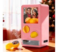 VEELU Máquina Gachapon Personalizada con Música y Fotos, Máquina Expendedora Navideña, Caja Retro Mini Vinilo con 7 Canciones, Regalos Personalizados para Navidad Pareja Familia