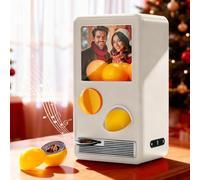 VEELU Máquina Gachapon Personalizada con Música y Fotos, Máquina Expendedora Navideña, Caja Retro Mini Vinilo con 7 Canciones, Regalos Personalizados para Navidad Pareja Familia