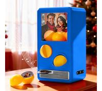 VEELU Máquina Gachapon Personalizada con Música y Fotos, Máquina Expendedora Navideña, Caja Retro Mini Vinilo con 7 Canciones, Regalos Personalizados para Navidad Pareja Familia