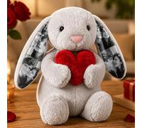 VEELU Peluche Conejo Personalizado Photo Juguete Suave Animales Peluches Personalizados Regalo Personalizado para Mujer Hombre Pareja Amigas Regalos para Cumpleaños Aniversario