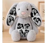 VEELU Peluche Conejo Personalizado Photo Juguete Suave Animales Peluches Personalizados Regalo Personalizado para Mujer Hombre Pareja Amigas Regalos para Cumpleaños Aniversario
