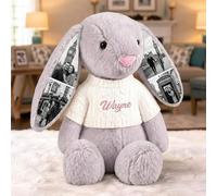 VEELU Peluche Conejo Personalizado Photo Juguete Suave Animales Peluches Personalizados Regalo Personalizado para Mujer Hombre Pareja Amigas Regalos para Cumpleaños Aniversario