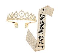 Veemoon 1 juego Crown Set With Etiquette Belt For Birthday Party Supplies Chic And Design For Memorable Celebrations