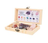 Veemoon 1 Juego Minerales de Cristal Natural con Caja de Chakra para Zen Decoración Espiritual Feng Shui y Estudio de Geología