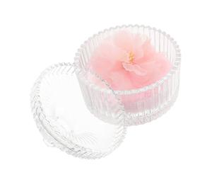 Veemoon 1 Juego Puff de Polvo Suave con Caja de Almacenamiento de Vidrio y Diseño de Flor de Cinta Puff de Velour para Polvo Caja de Almacenamiento para Bebés y