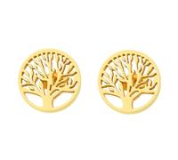 Veemoon 1 Par Orejas del árbol de la vida Hallazgos de aretes de acero inoxidable pendientes de árbol para mujer piercing pendientes aretes únicos Pendientes de moda aretes de época Dorado