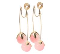 Veemoon 1 Par pendientes de cumpleaños Joyería de fiesta colgante pendientes encanto de caída de mujeres clip en el pendiente Aleación de zinc rosa