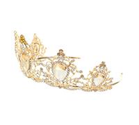 Veemoon 1 Pieza de Novia Retro Dorada Tocado Elegante para Bodas y Fiestas Tiara de Chica con Diseño Único y Cómodo Accesorios de Vestir para Celebraciones y Fotografía