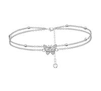 Veemoon 1 Pieza Tobillera De Tobillera Multicapa Delicado Tobillera Para Mujer Con Cuentas Miedoso Tobillo Joyería De Pie De Moda Adorno De Joyería De Pie Cobre Silver