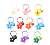 Veemoon 10 Piezas llavero flor colgantes de bolso en forma de hámster suenan campanas suenan llaveros amuleto de llave cordón con tarjetero llavero colgante flor llaveros Metal