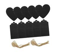 Veemoon 100 piezas Pizarra de Madera Colgante de Tableros de Doble Cara para Decoración y Mensajes para Fiestas y Manualidades