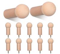 Veemoon 12 Ganchos de Pared de Madera Redondos 24X50 MM sin Pintar Tornillos para Colgar Ropa Abrigos y Sombreros Paquete de 12 Unidades Ideales para Hogar Cocina y Baño