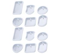 Veemoon 12 Moldes de Silicona para Resina Epoxi Reutilizables Kit de Moldes para Manualidades DIY 12 Piezas Corazón Escudo Óvalo Círculo Rectángulo y Cuadrado para Colgantes y