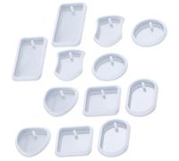 Veemoon 12 Moldes de Silicona para Resina Epoxi Reutilizables y Antiadherentes Kit de 12 Piezas Formas Variadas Corazón Escudo Óvalo Círculo Rectángulo Cuadrado para Manualidades